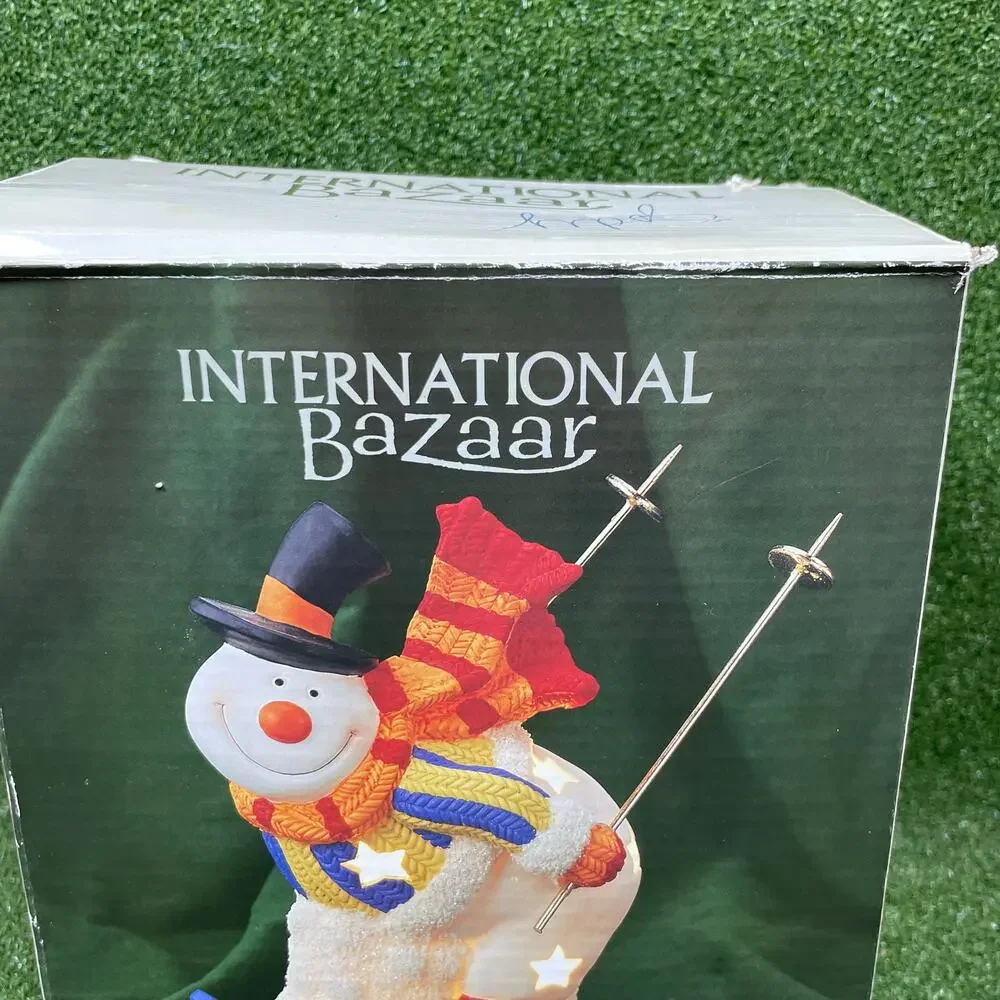 Vintage International Bazaar Snowman on Skis Ceramic Night Light Tested
